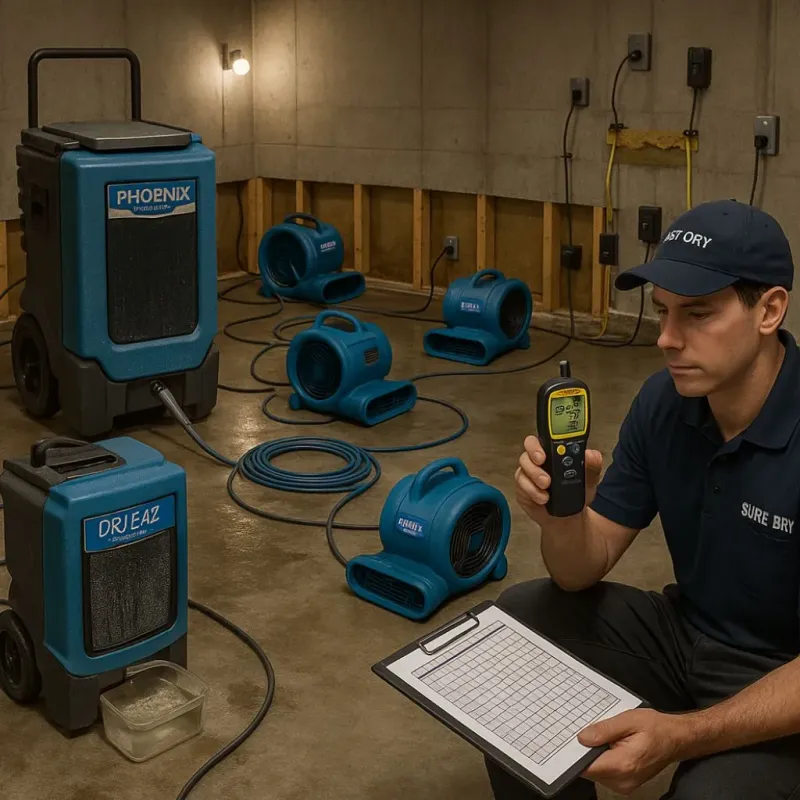 Structural Drying and Dehumidification process in Moorestown-Lenola, NJ